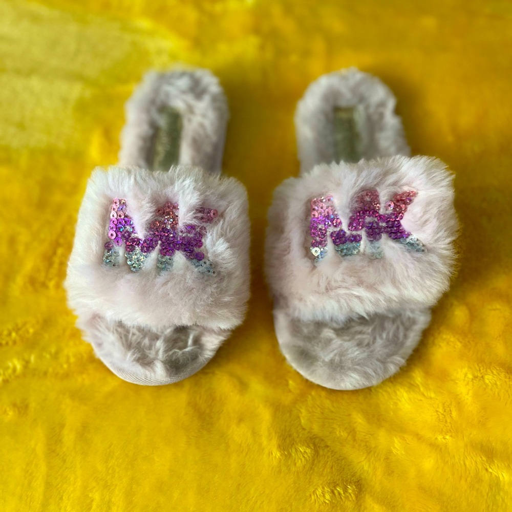 Girls Michael Kors Fur Slippers